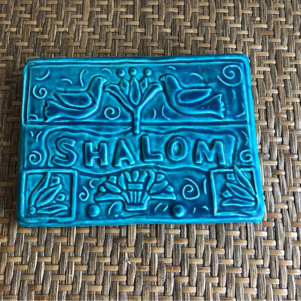TYGE TILE SHALOM Peace Goodbye Pewabic Style Tile